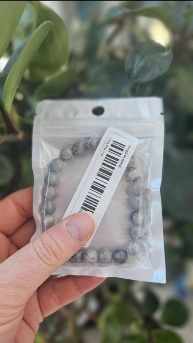 Piękna Bransoletka z jaspisu napowegd (Map Stone) 8mm