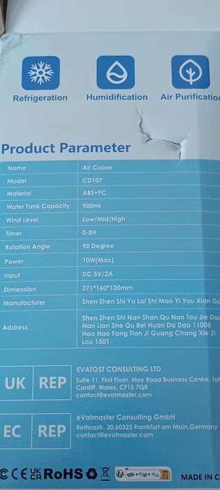 4 w 1 przenośny klimatyzator nawilżacz powietrza Yonlich CD107