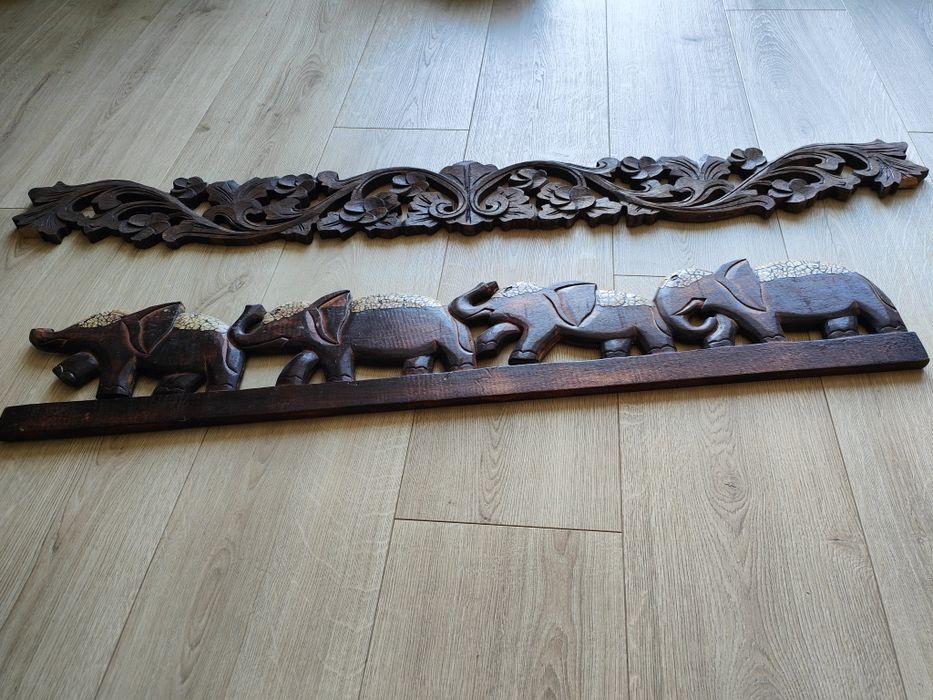 Ozdoba ścienna drewniana słonie