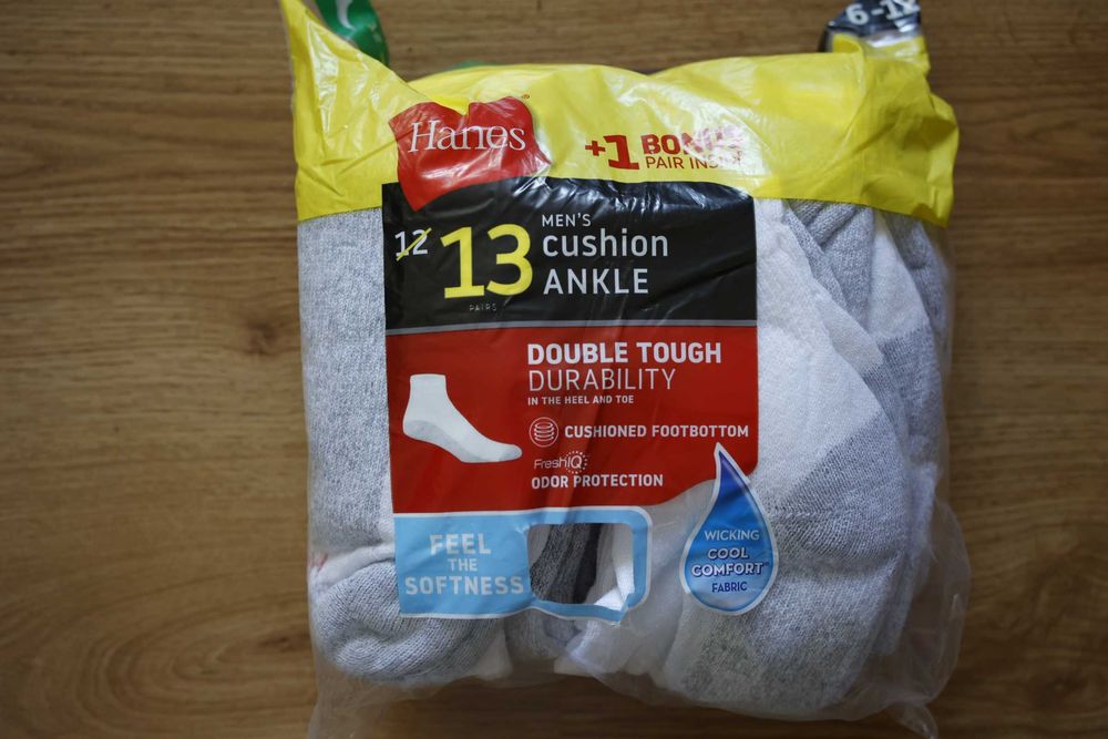 skarpetki meskie hanes cushion ankle 13-pak biale rozm.6-12