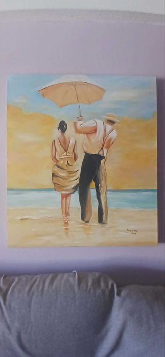 Óleo sobre tela "Passeio à Beira-mar"