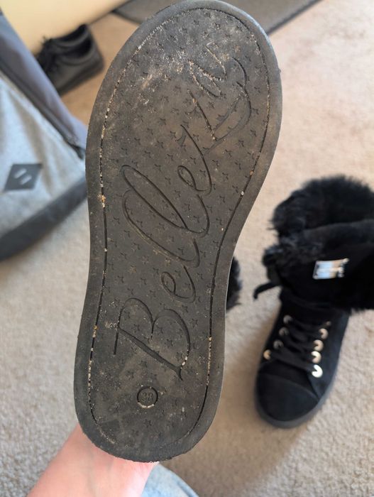 Buty zimowe damskie r.38 pasuje na 37 czarne bellezza