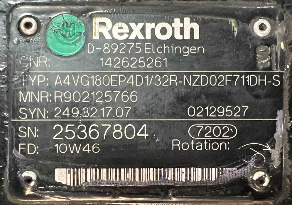 Rexroth A4VG180EP4D1/32R-NZD02F711DH-S Pompa hydrauliczna do Terex