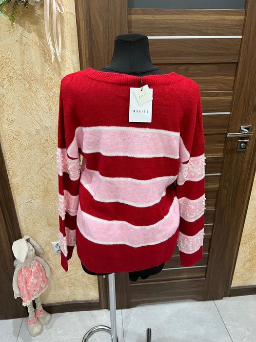 Nowy sweter świąteczny perełki damski L Mohito