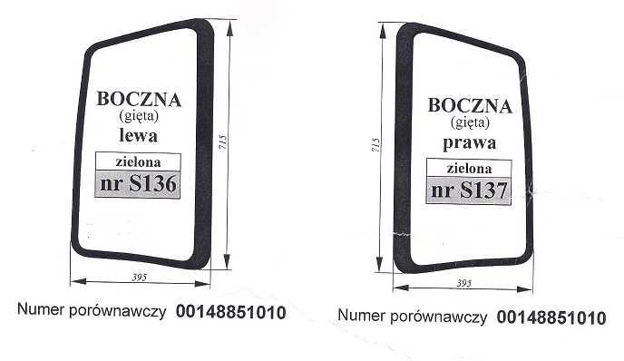 szyba do ciągnika Deutz-Fahr,Lamborghini-boczna lewa,prawa S 136 S 137