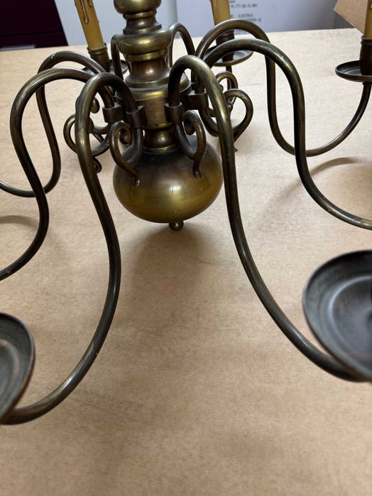 Lampa Żyrandol mosiężny retro 8 ramienny