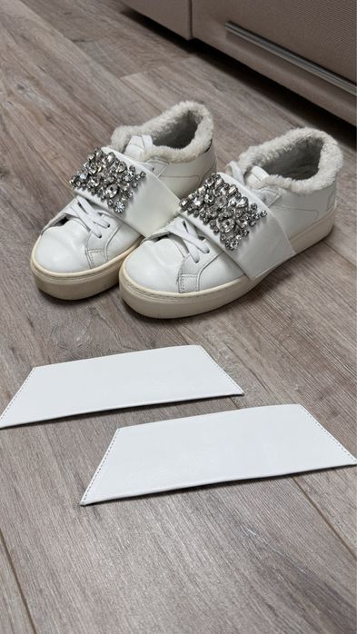 Белые Зимние женские кеды DATE (размер 36)