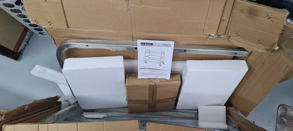 Carrinho de cozinha em aço inoxidável VEVOR -  3 niveis ajustaveis