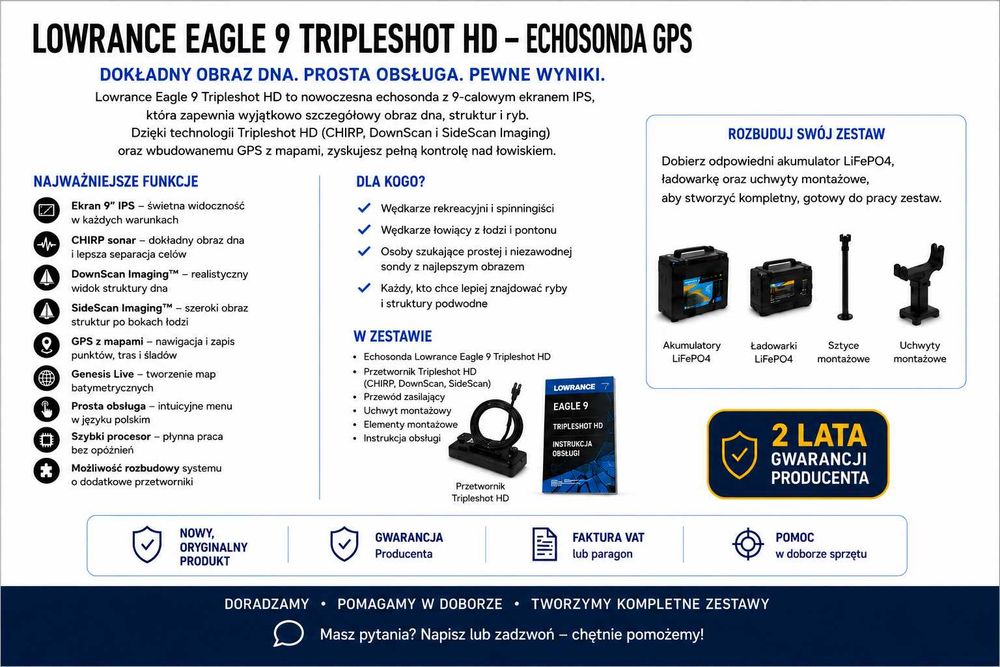 Lowrance Eagle 9 TripleShot HD – echosonda GPS + CHIRP + SideScan + DownScan Imaging™ + FishReveal™