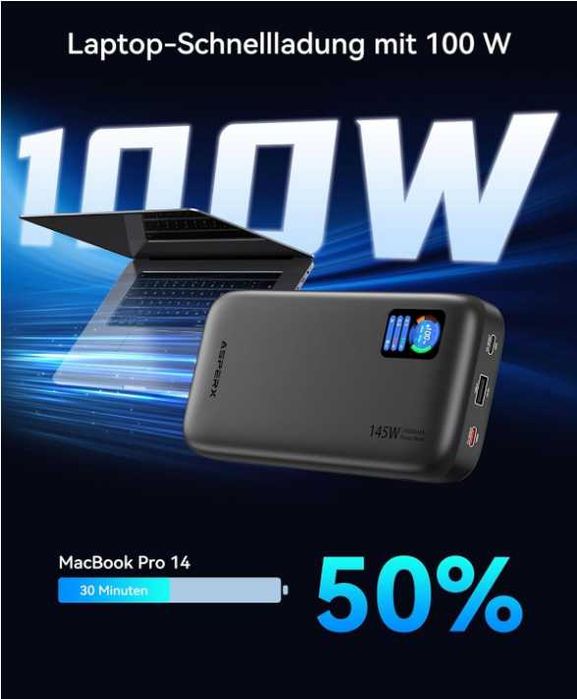 Power Bank повербанк быстрая зарядка  AsperX 24000mAh PD 145Wдля ноута