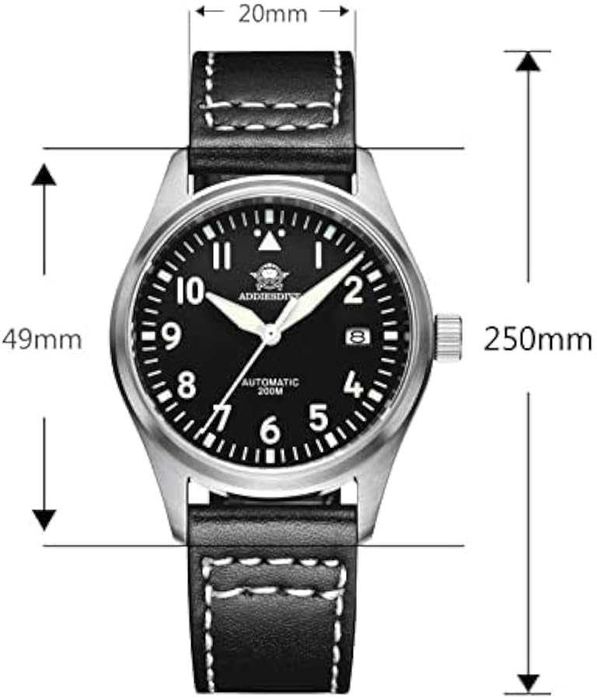 Годинник наручний AddiesDive AD2519 39mm Miyota 8215 WR200m ретро пілот військовий