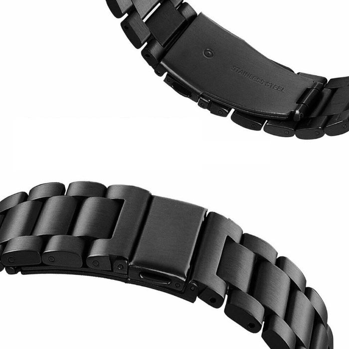 Bracelete Metal Maciça Preto Matte 18mm 20mm 22mm Fecho Báscula