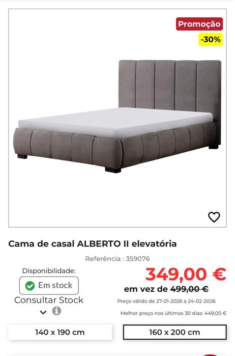 Cama de casal alverto 2 elevatoria