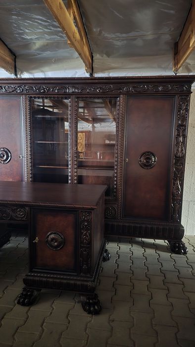 Biblioteka + biurko Antyk Neorenesans Lwie Łapy Gabinet