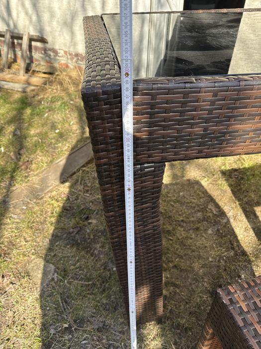 Stół ratanowy wysoki z szyba plus krzeselka