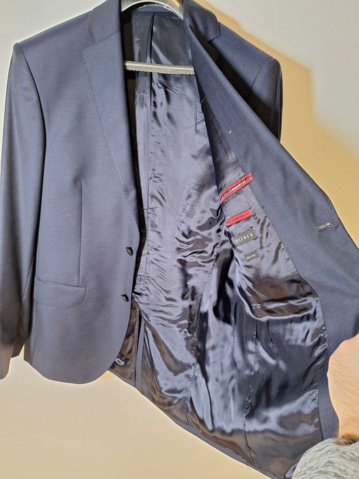 Garnitur Vistula 80% WEŁNA (L) Slim Granatowy Marynarka Spodnie Pasek