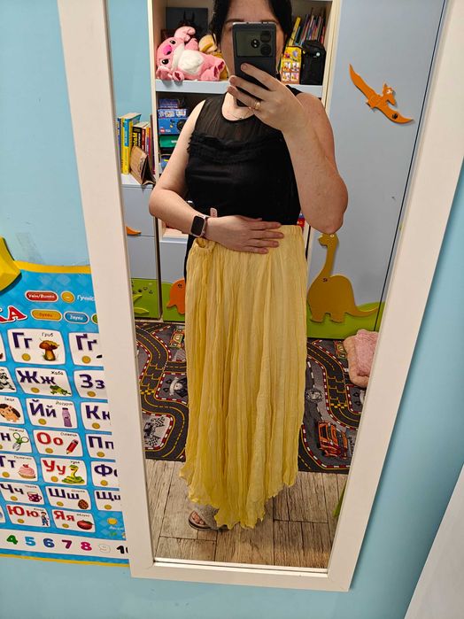 Modne Żółte Damskie Plisowane Spódnice