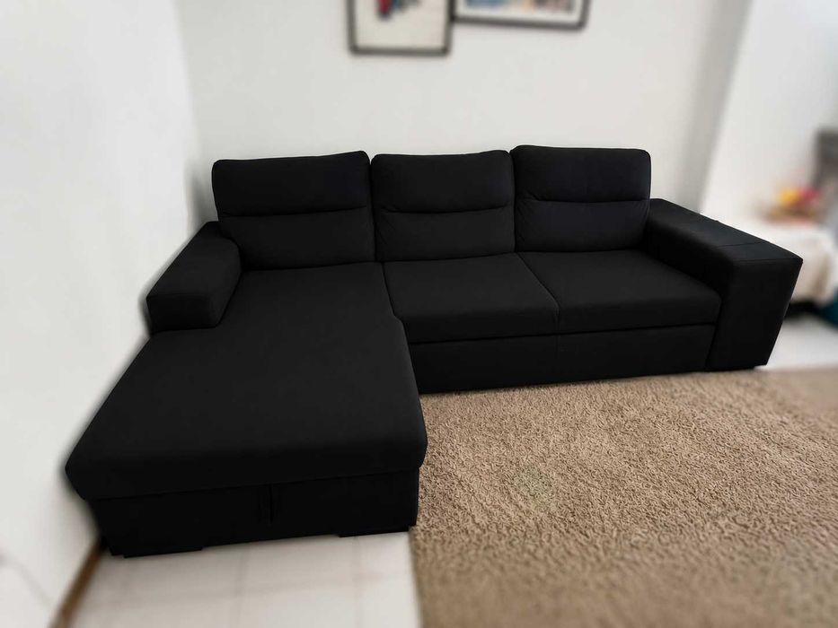Sofá Cama Chaise Longue com Arrumação