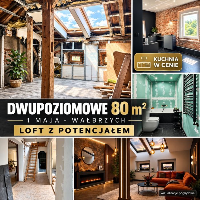 Dwupoziomowe mieszkanie 80 m² | loft | 3 warianty zakupu | Wałbrzych, 1 Maja