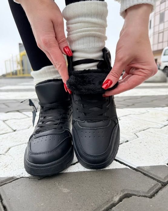 ‼️ РАСПРОДАЖА женские кроссовки зимние чёрные тёплые хайтопы с мехом