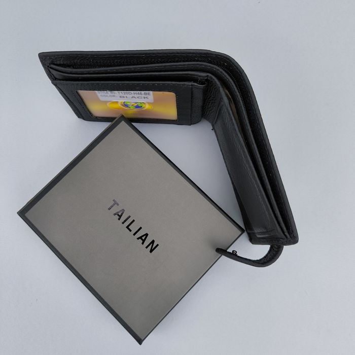 Гаманець чоловічий Tailian кошелек мужской кожаный маленький черный