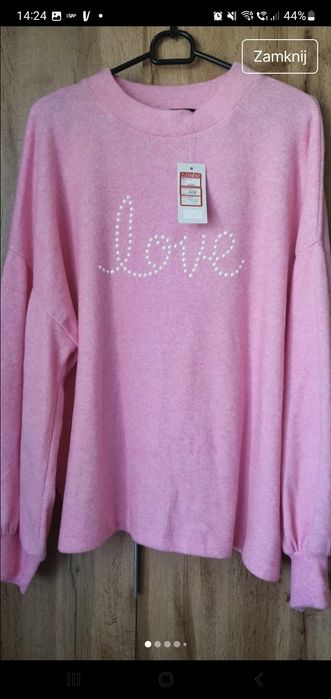 Różowy sweter bluza F&F oversize Love r 46