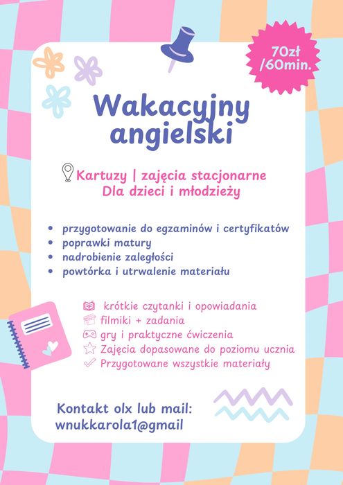 Wakacyjny angielski | matura, egzamin ósmoklasisty, FCE, CAE