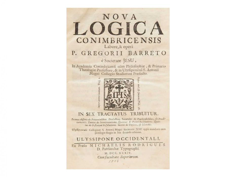Rara Edição de Nova Lógica Conimbricensis - P. Gregórii Barreto