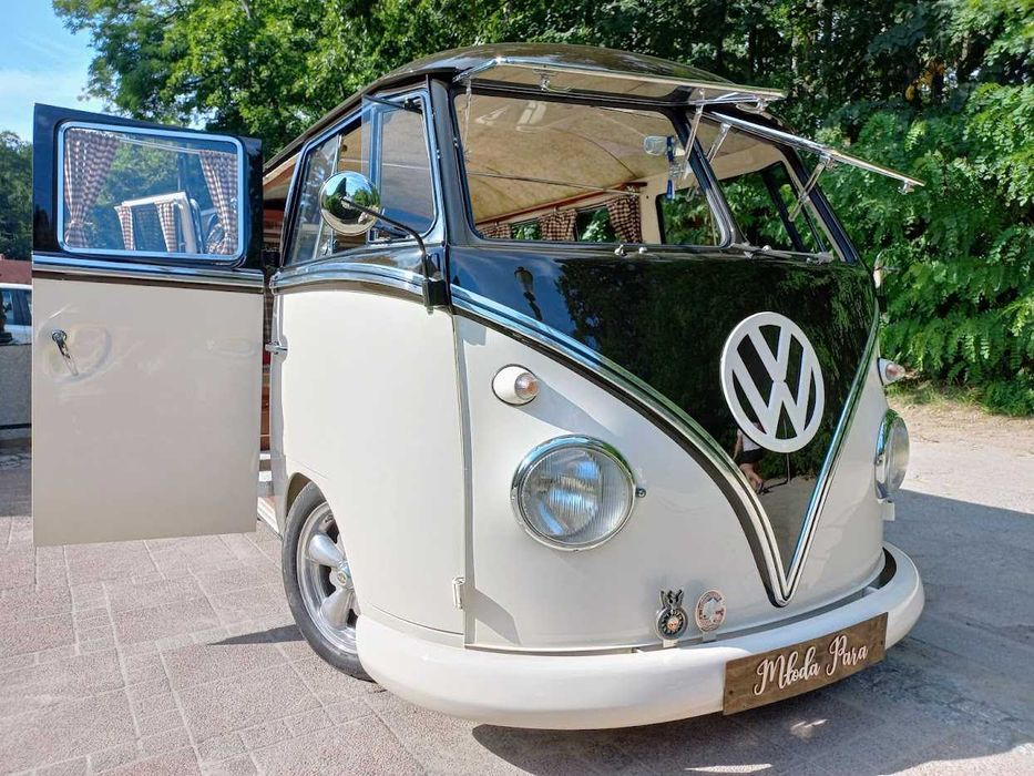 Klimatycznie do Ślubu, zabytkowy klasyczny samochód boho vintage vw T1