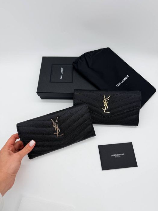 Saint Laurent YSL Envelope Wallet Black/ Silver
