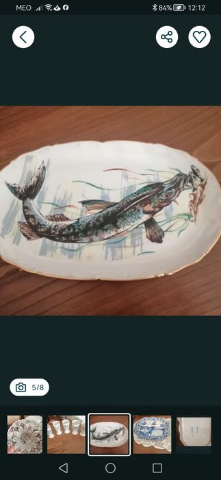 Prato centro de mesa antigo em metal + Louça antiga de Sacavém entre outras