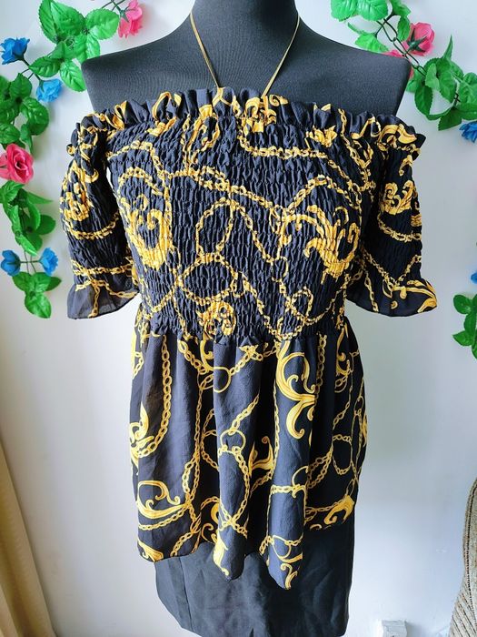 Stylowa bluzka boohoo hiszpanka wzór barokowy idealna na lato 4XL