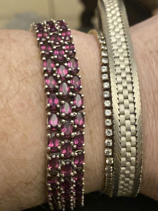 Srebrna bransoletka z rubinami Harry Ivens sygnatura 925 unikat