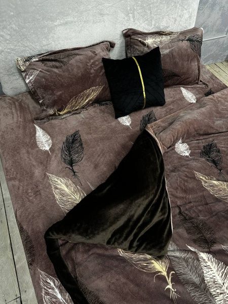 Плюшева (велюрова) постільна білизна з мікрофібри. 1,5-ї та євро.