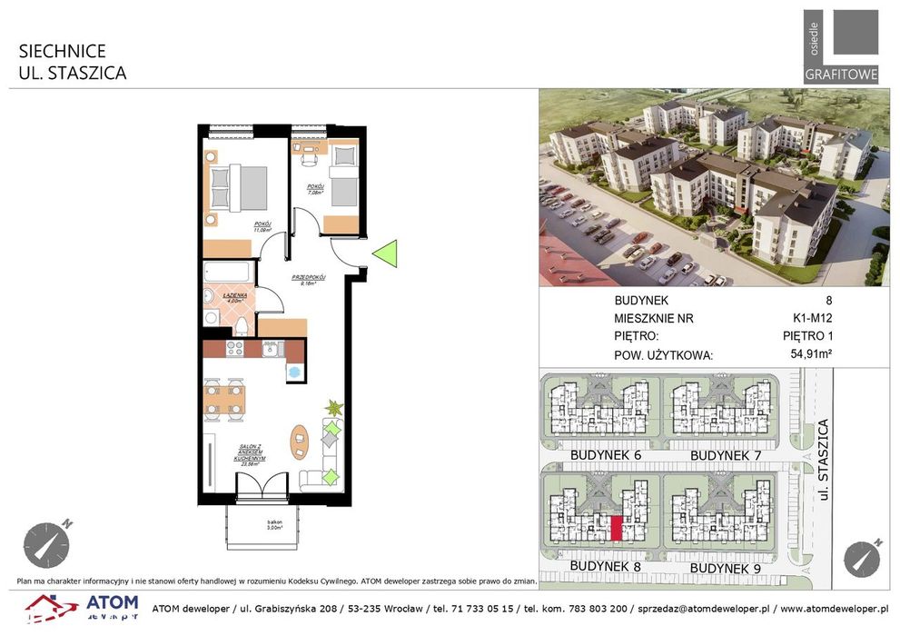 Mieszkanie 55 m² – Siechnice ATOM| 2020 | bez pośredników | gotowe