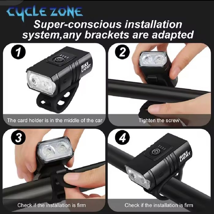 Фара мощная велосипедная фонарь 2×T6 LED 10W