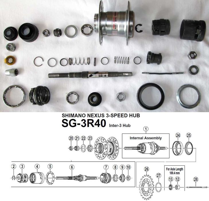 Запчастини shimano nexus 3 та nexus 7