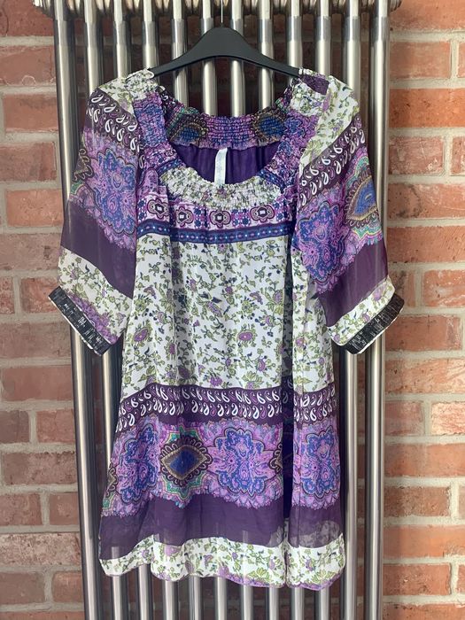 Tunika jedwabna boho chic Excellent S 36 premium silk