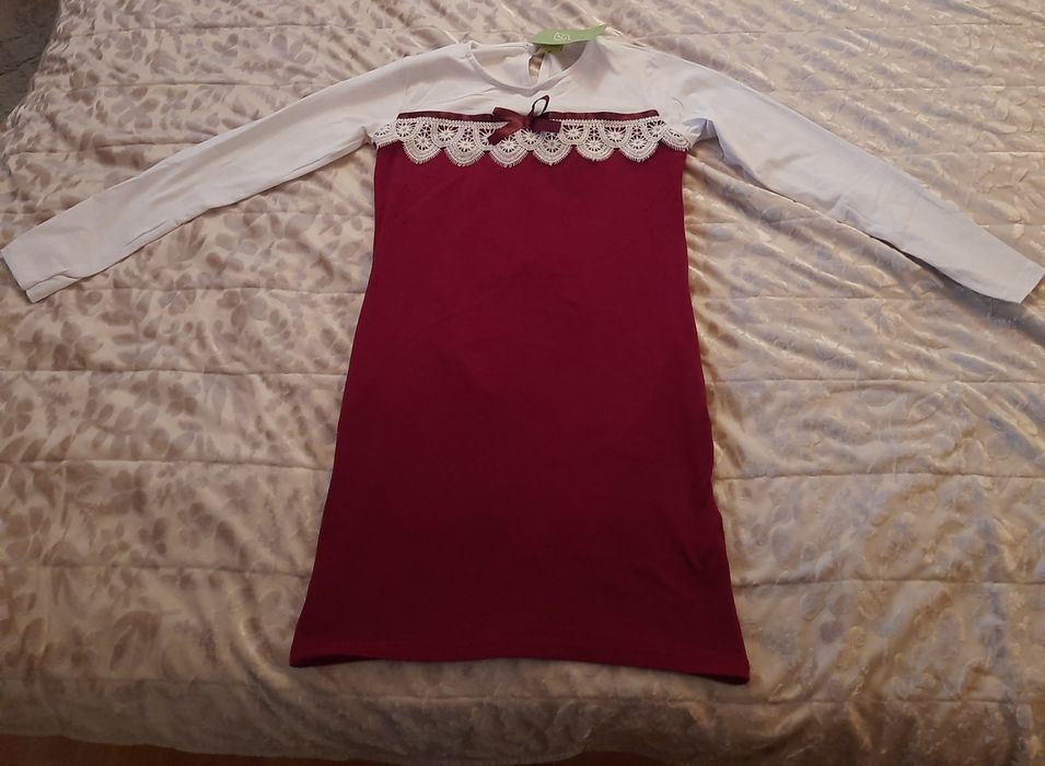 Sukienka galowa 152/158 biało czerwona galowa NOWA