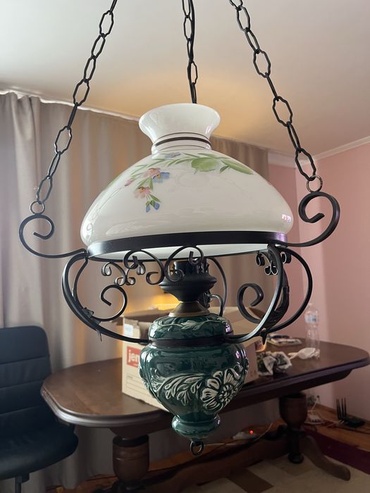 Вінтажна підвісна люстра | скло + кераміка | Данія