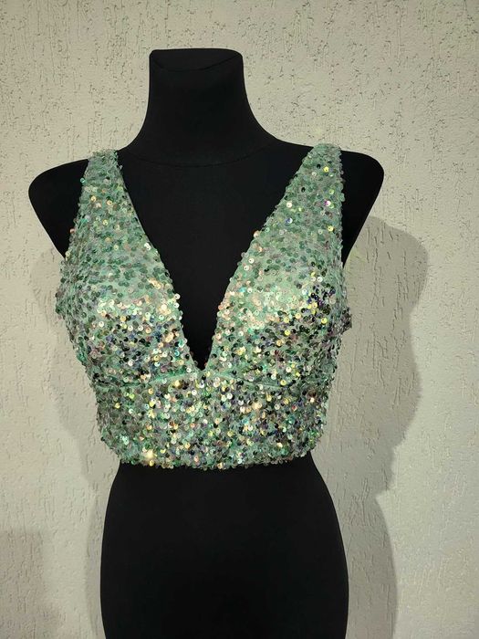 Krótki top miętowy 36 38