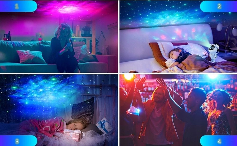 Projektor gwiazd Astronauta – Lampka nocna LED dla dzieci  Kosmiczna