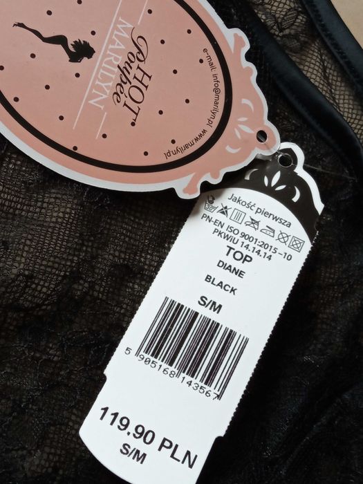Marilyn Hot Poupee Top Diane S/M bluzka koronkowa czarna bielizna