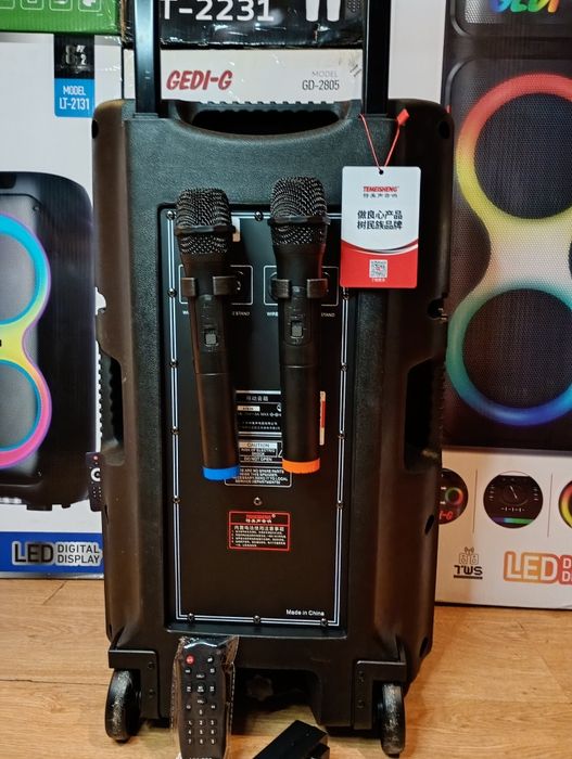 Караоке акустика Temeisheng-A15(Bluetooth,SD,USB,FM)пультДУ,2микрофона