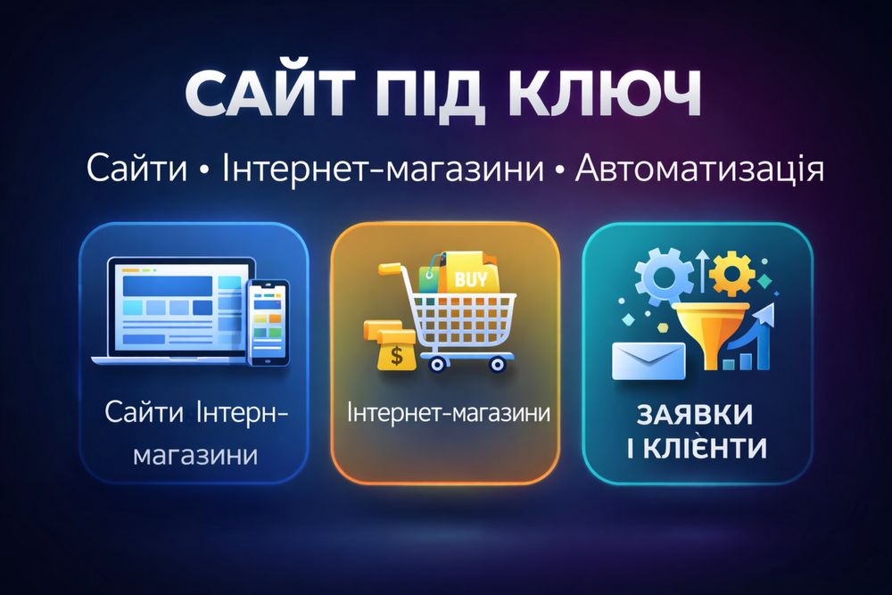 Сайт під ключ • Інтернет-магазин • Telegram-бот — швидкий запуск