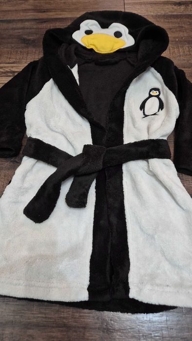 003 A szlafrok nr 1 miękki pluszowy pingwin 80-86