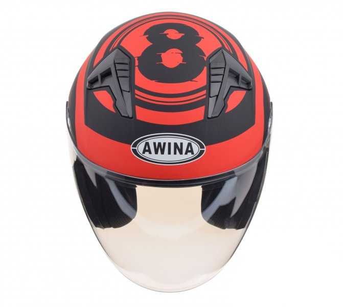 KASK Otwarty Motocyklowy RED MATT Skuter Chopper ECER 22.06 + BLENDA