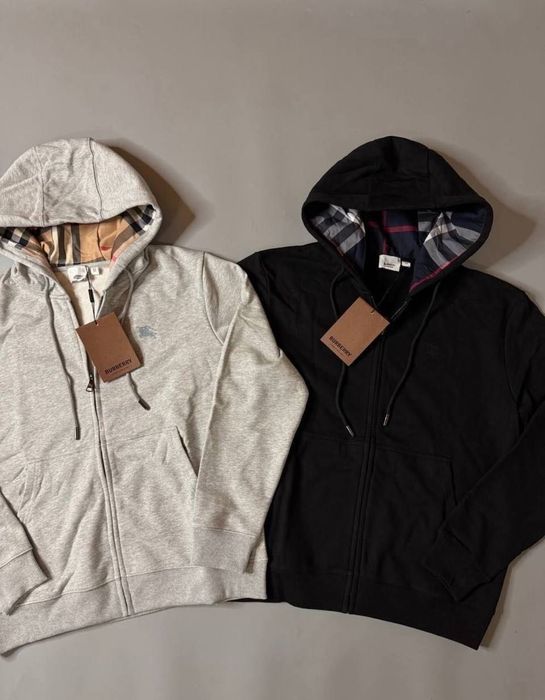 Зіп-худі Burberry чоловіче S–XL чорне/молочне + подарунок