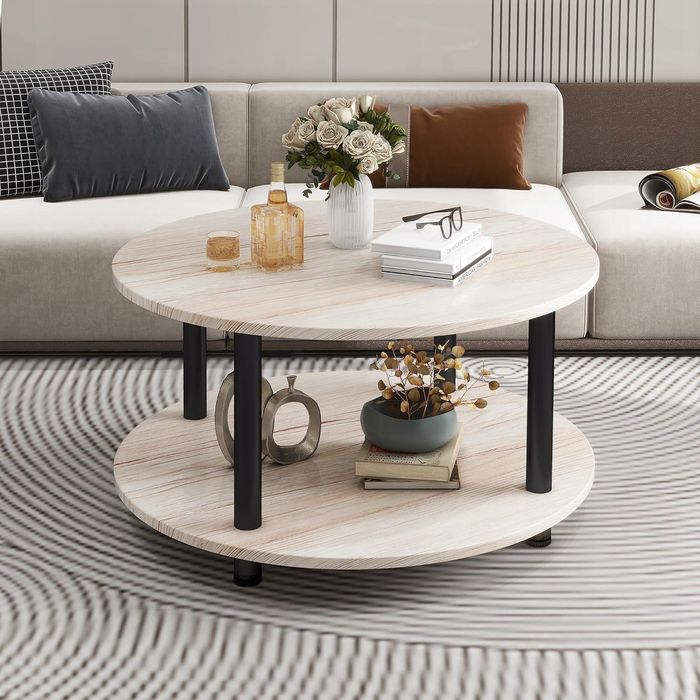 Okrągły stolik kawowy 2-poziomowy 60 cm VERFARM