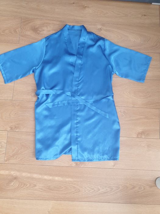 Szlafrok satynowy niebieski